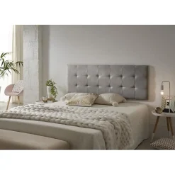 Eccox Tête de lit 105 Capitone Damier Tissu Anti-Tache 112x57x5cm Gris.
