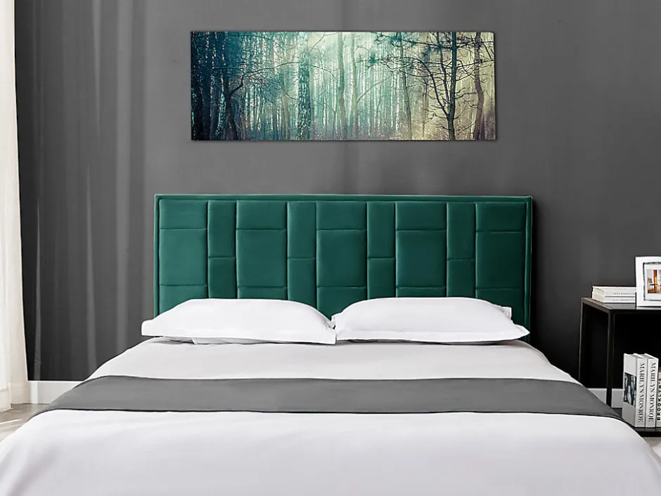 Vente-unique Tête de lit 180 cm - Velours - Vert - HERMINE