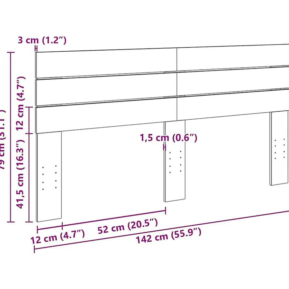 Vidaxl Tête de lit 140 cm en bois massif de chêne