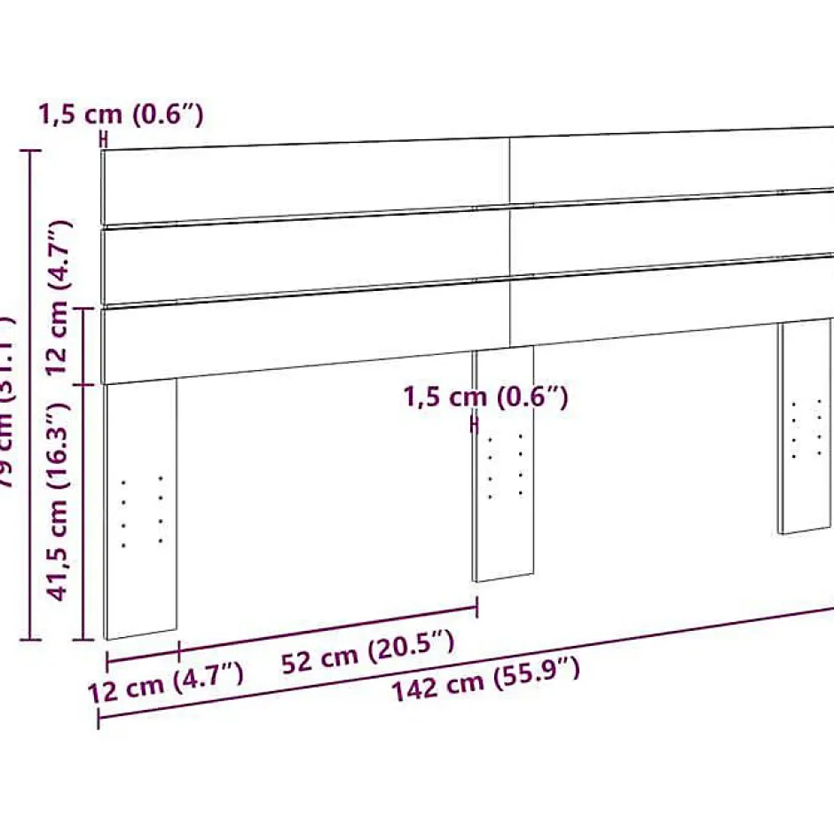 Vidaxl Tête de lit 140 cm en bois massif de chêne