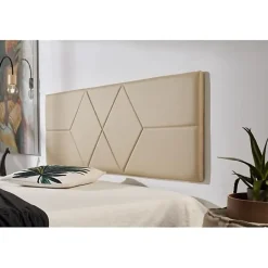 Eccox Tête de lit 140 Deux Diamants en Similicuir 152 x 57 x 5 cm Rembourrage en mousse et renfort de dossier Couleur Camel Clair. Outlet