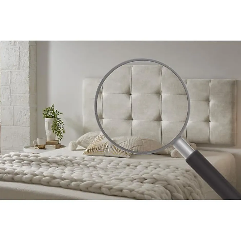 Eccox Tête de lit - - 105 Capitone - Tissu Anti-Tache - 112x57x5cm - Blanc Granit Cassé Clearance