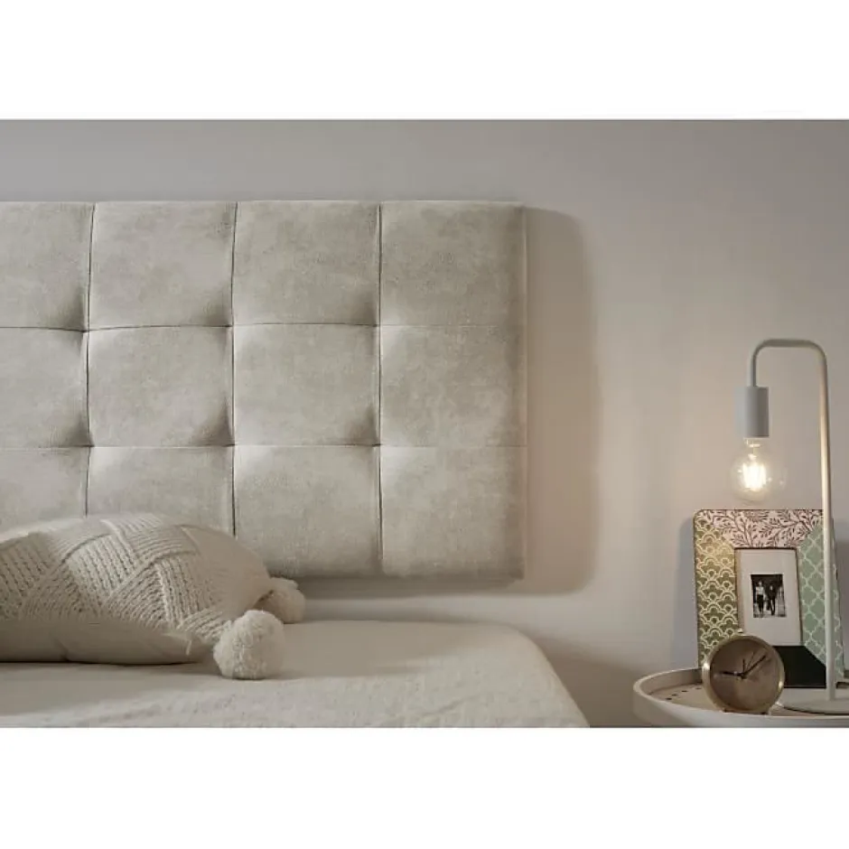 Eccox Tête de lit - - 105 Capitone - Tissu Anti-Tache - 112x57x5cm - Blanc Granit Cassé Clearance