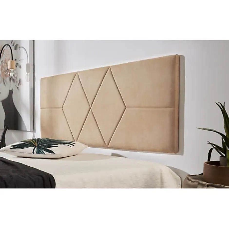 Eccox Tête de lit - - 112 x 57 cm - Tissu Anti-Tache - Design Contemporain - Couleur Camel