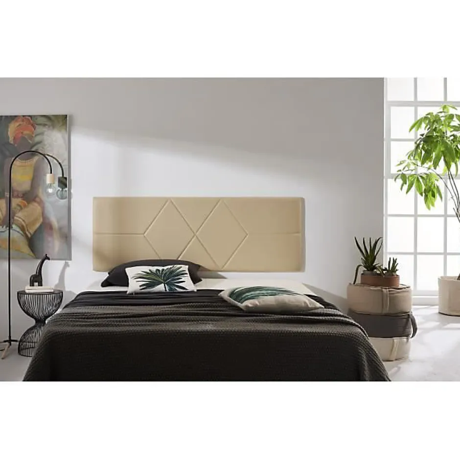 Eccox Tête de lit - - 112 x 57 cm - Similicuir camel - Design moderne - Rembourrage mousse