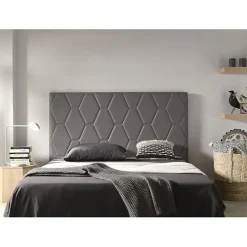Eccox Tête de lit - - Agata - Similicuir gris - Style scandinave - Fabrication espagnole