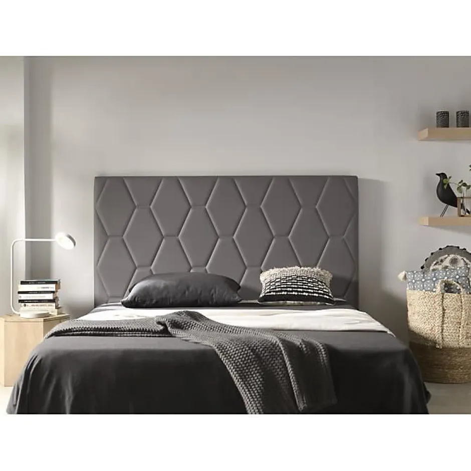 Eccox Tête de lit - - Agata - Similicuir gris - Style scandinave - Fabrication espagnole