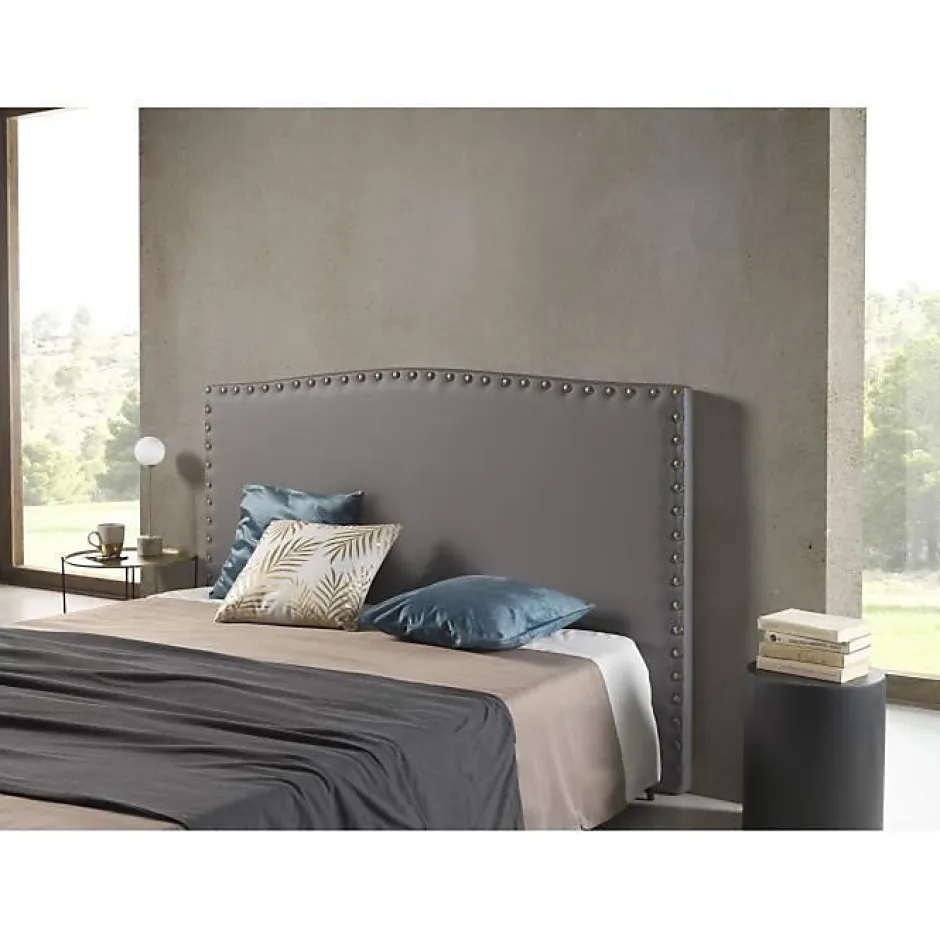Eccox Tête de lit - - Ambar - Similicuir gris - 115x115x8 cm - Aquaclean antitache Hot