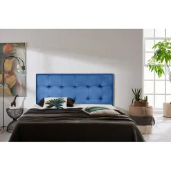 Eccox Tête de lit - - Aster - Similicuir bleu - 115 cm - Design contemporain