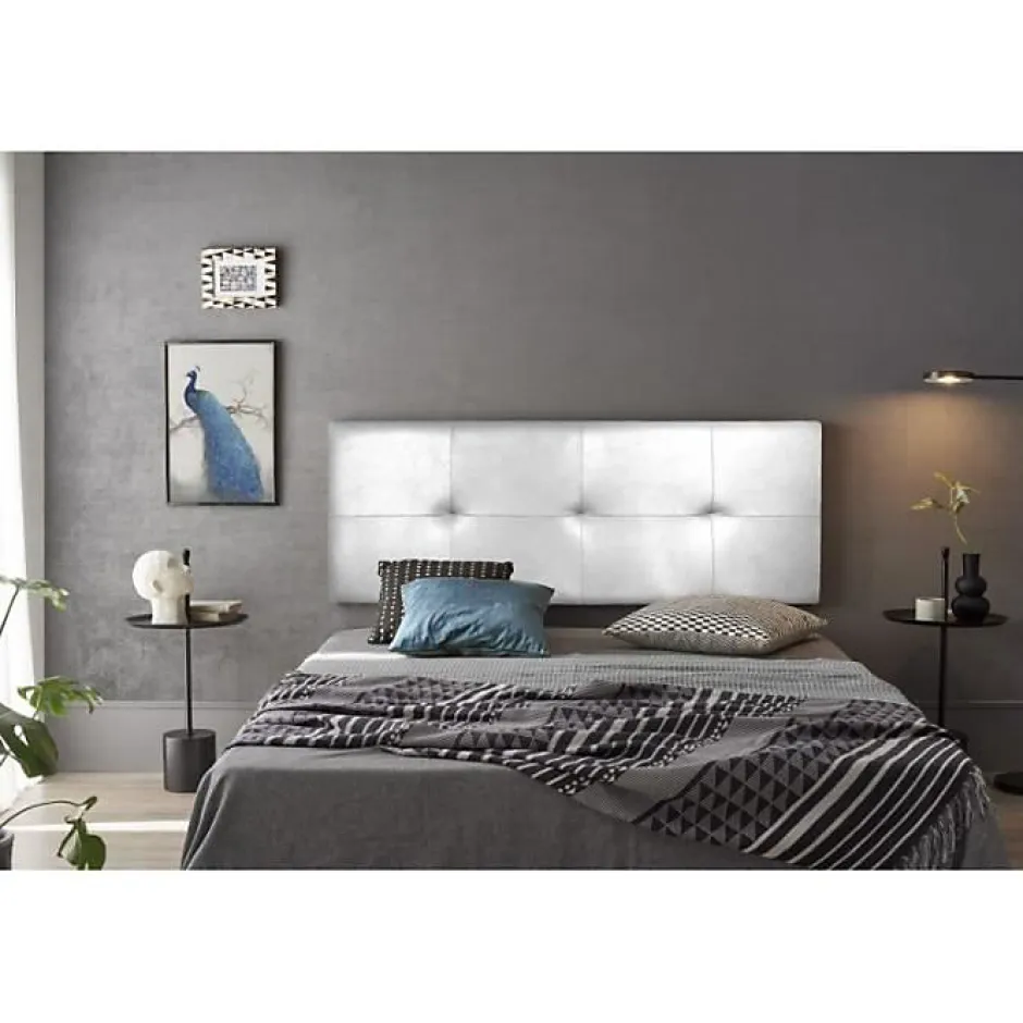 Eccox Tête de lit - - Cala - Similicuir blanc - 160 cm - Rembourrage en mousse HR