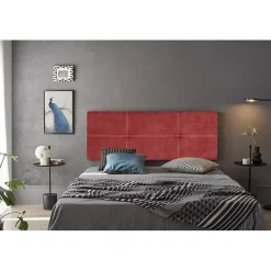 Eccox Tête de lit - - Dalia - Tissu Aqualine - Rouge - 170 cm - Rembourrée