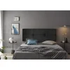 Eccox Tête de lit - - Dalia - Tissu Aqualine Noir - 160 cm - Rembourrée - Design contemporain Best
