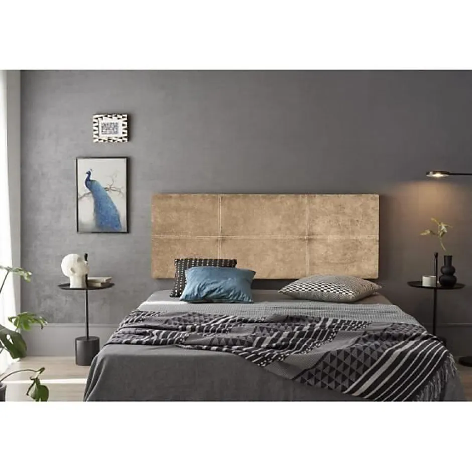Eccox Tête de lit - - Dalia - Tissu anti-taches Aqualine - 100 cm - Marron Online