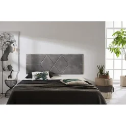 Eccox Tête de lit - - Deux Diamants - 152 x 57 x 5 cm - Tissu Anti-Tache - Couleur Gris Clearance