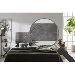 Eccox Tête de lit - - Deux Diamants - 152 x 57 x 5 cm - Tissu Anti-Tache - Couleur Gris Clearance