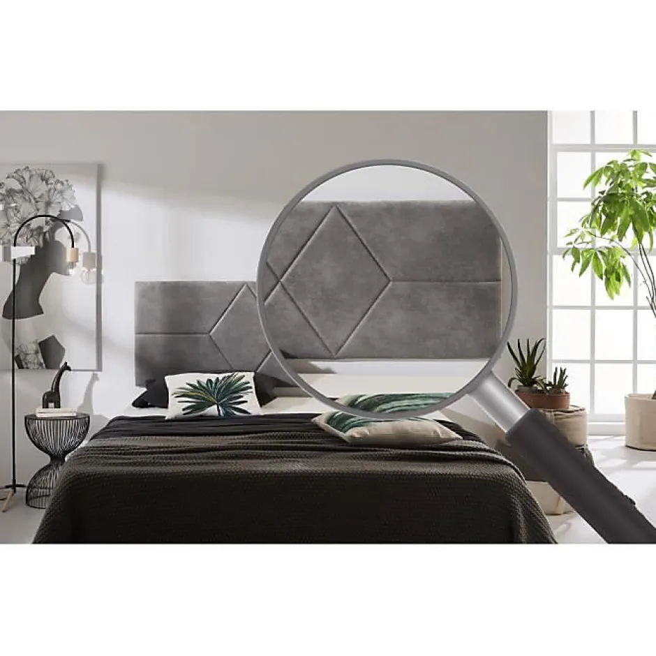 Eccox Tête de lit - - Deux Diamants - 152 x 57 x 5 cm - Tissu Anti-Tache - Couleur Gris Clearance