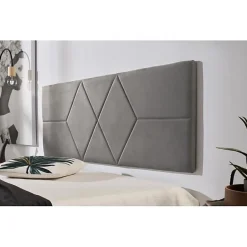 Eccox Tête de lit - - Deux Diamants - 152 x 57 x 5 cm - Tissu Anti-Tache - Couleur Gris Clearance