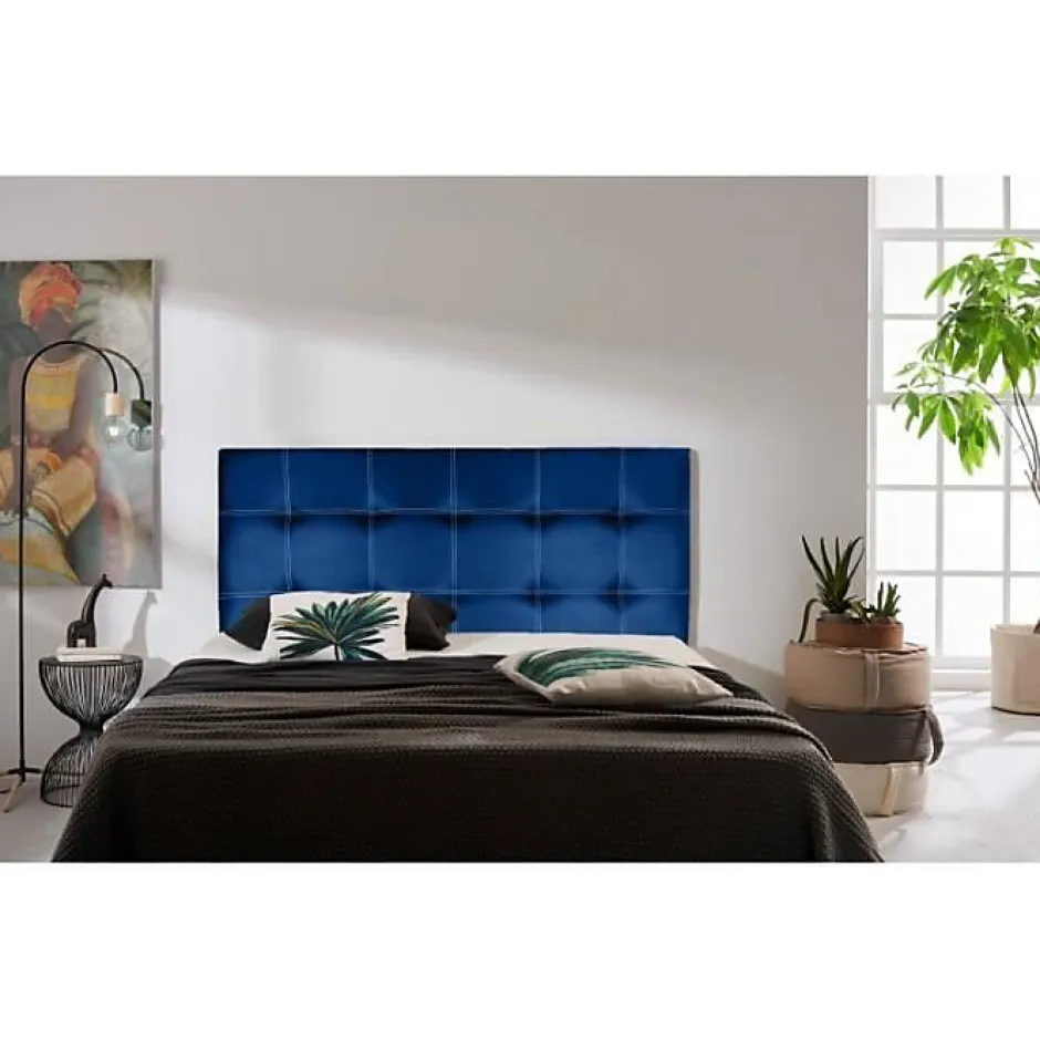 Eccox Tête de lit - - Iris - Similicuir bleu - 115 cm - Design contemporain Clearance