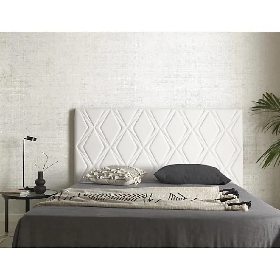 Eccox Tête de lit - - Rubi - Similicuir blanc - 160 cm - Design classique
