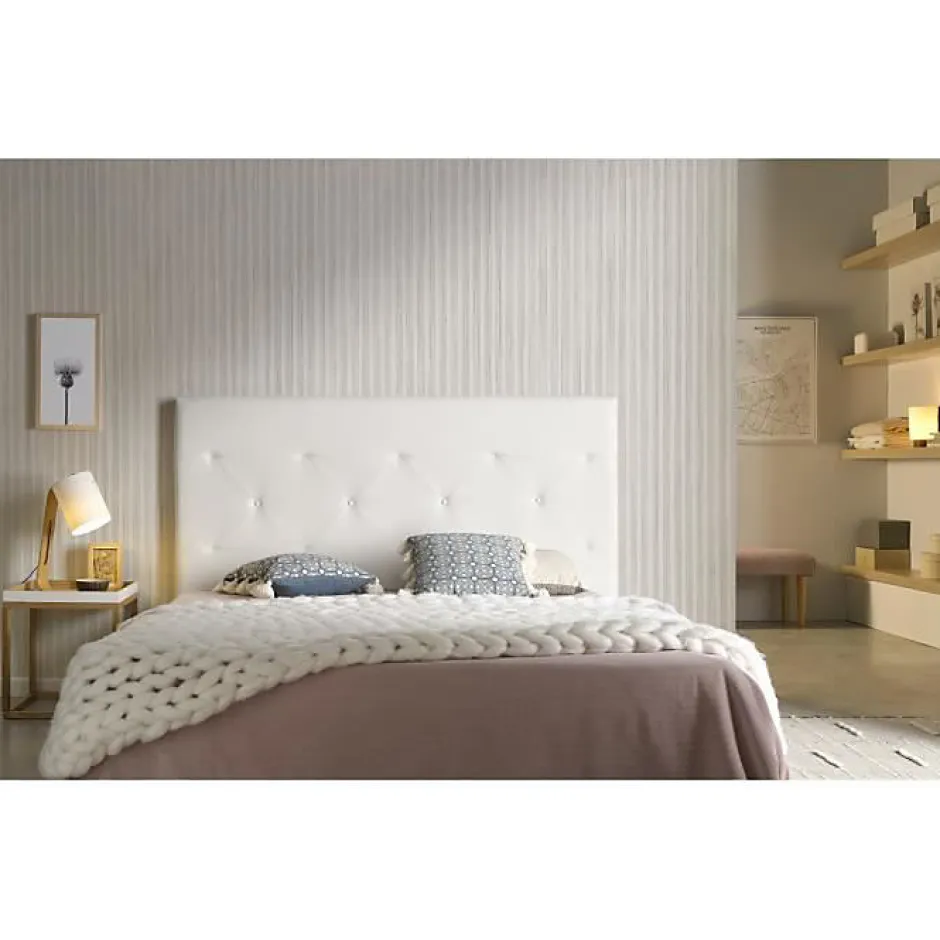 Eccox Tête de lit - - Zafiro - Similicuir - Blanc - 115x115x8 cm