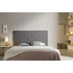 Eccox Tête de lit - - Zafiro - Similicuir - Gris - 160 cm - Aquaclean