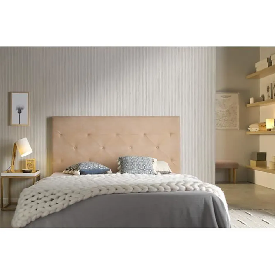 Eccox Tête de lit - - Zafiro - Tissu Aquaclean - 120 cm - Camel - Design contemporain