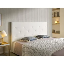 Eccox Tête de lit - - Zafiro - Similicuir blanc - 115x115x8 cm - Aquaclean antitache