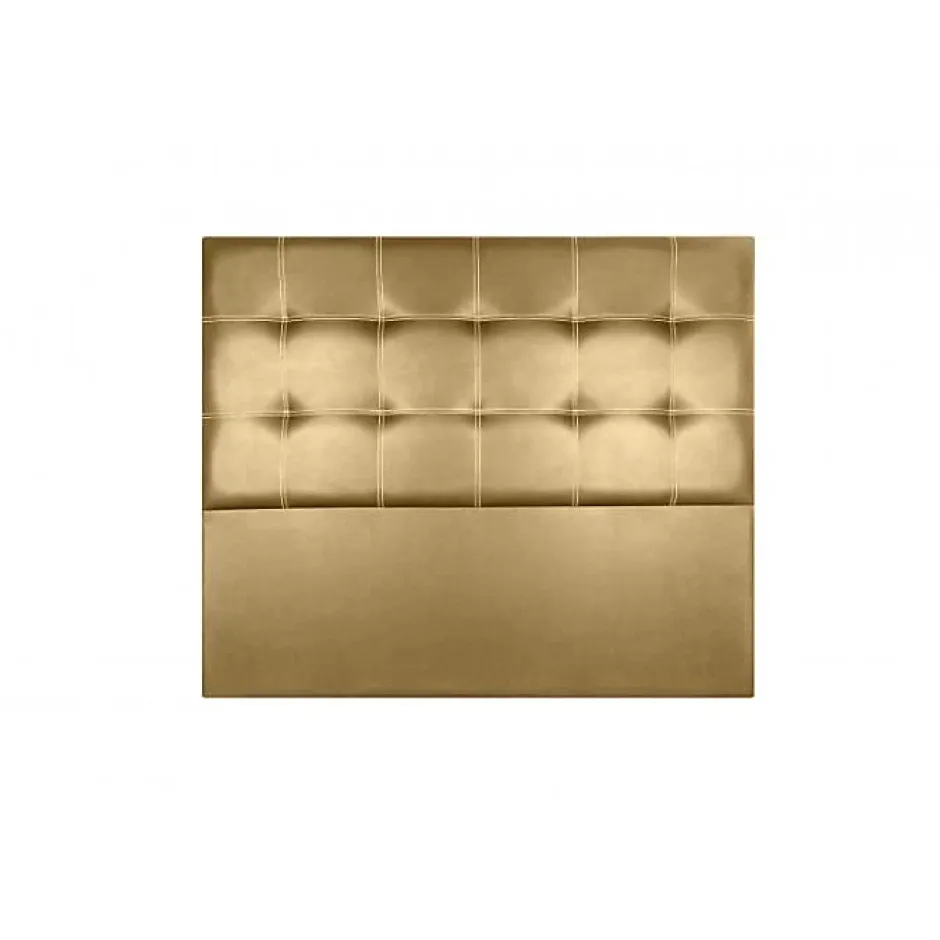 Eccox Tête de lit - Iris - Similicuir doré - 145 cm - Épaisseur 8 cm - Fabrication artisanale Outlet