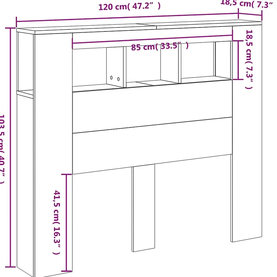 Vidaxl Tête de lit à LED blanc 120x18,5x103,5 cm bois d'ingénierie New