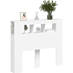 Vidaxl Tête de lit à LED blanc 120x18,5x103,5 cm bois d'ingénierie New