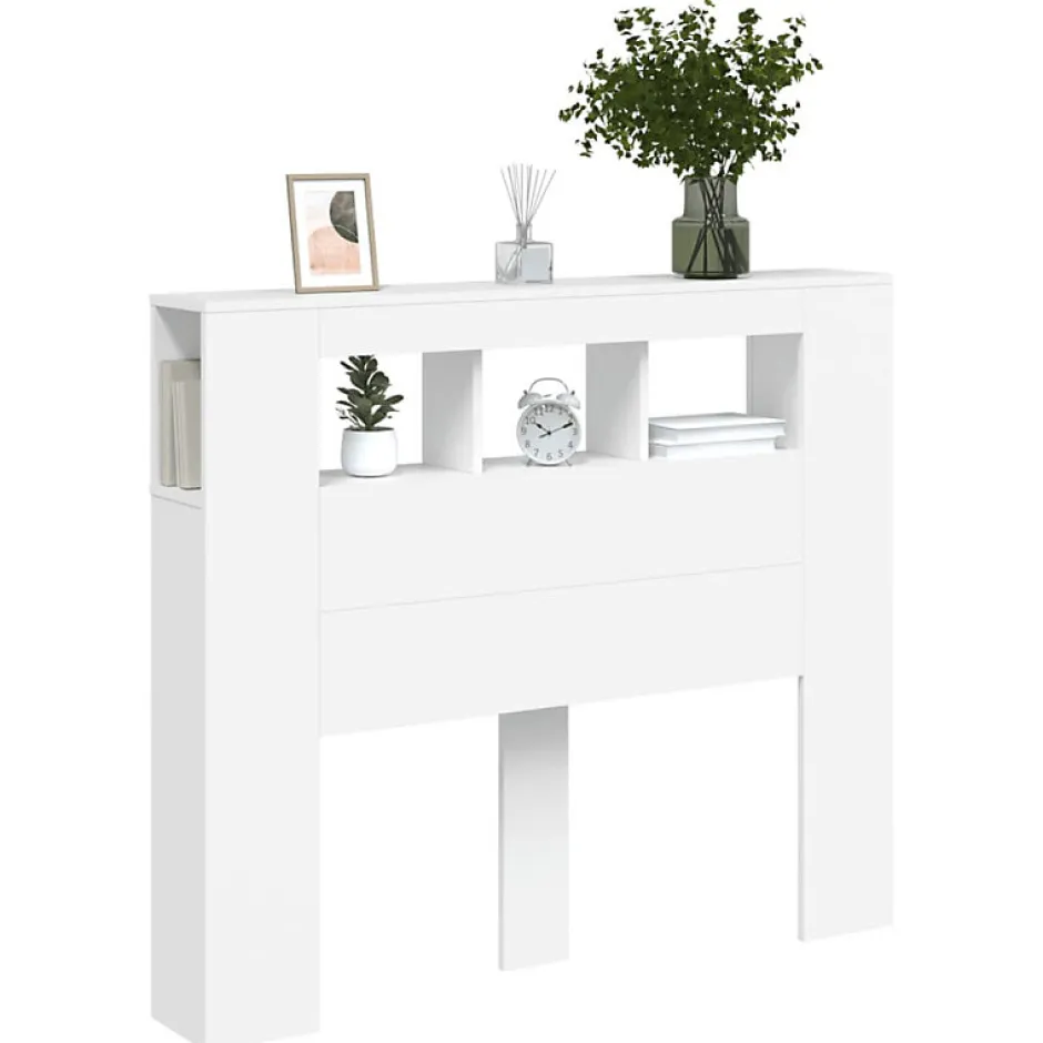 Vidaxl Tête de lit à LED blanc 120x18,5x103,5 cm bois d'ingénierie New