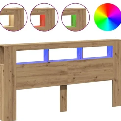 Vidaxl Tête de lit à LED chêne artisanal 200x18,5x103,5 cm