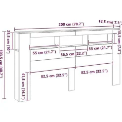 Vidaxl Tête de lit à LED chêne artisanal 200x18,5x103,5 cm