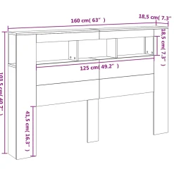 Vidaxl Tête de lit à LED chêne fumé 160x18,5x103,5cm bois d'ingénierie Online