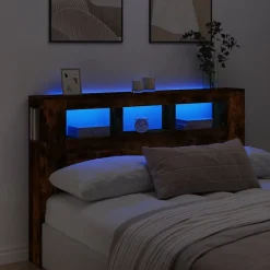 Vidaxl Tête de lit à LED chêne fumé 160x18,5x103,5cm bois d'ingénierie Online