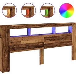 Vidaxl Tête de lit à LED vieux bois 220x18,5x103,5cm bois d'ingénierie