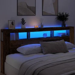 Vidaxl Tête de lit à LED vieux bois 220x18,5x103,5cm bois d'ingénierie