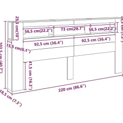 Vidaxl Tête de lit à LED vieux bois 220x18,5x103,5cm bois d'ingénierie