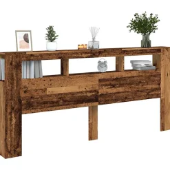 Vidaxl Tête de lit à LED vieux bois 220x18,5x103,5cm bois d'ingénierie