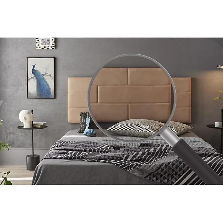 Eccox Tête de lit 120 Mur Brique Tissu Anti-Tache 152x57x5cm Camel Clair. New