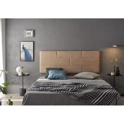 Eccox Tête de lit 160 Mur Brique Tissu Anti-Tache 162x57x5cm Camel Clair. Discount