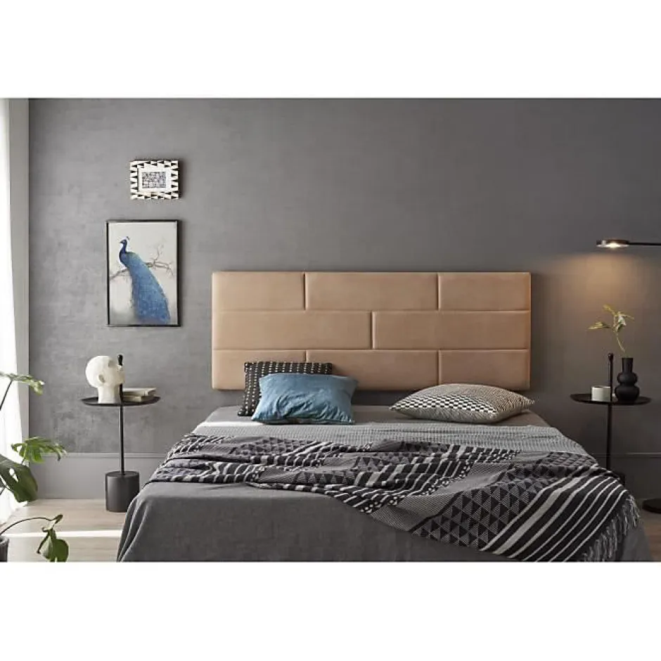 Eccox Tête de lit 160 Mur Brique Tissu Anti-Tache 162x57x5cm Camel Clair. Discount