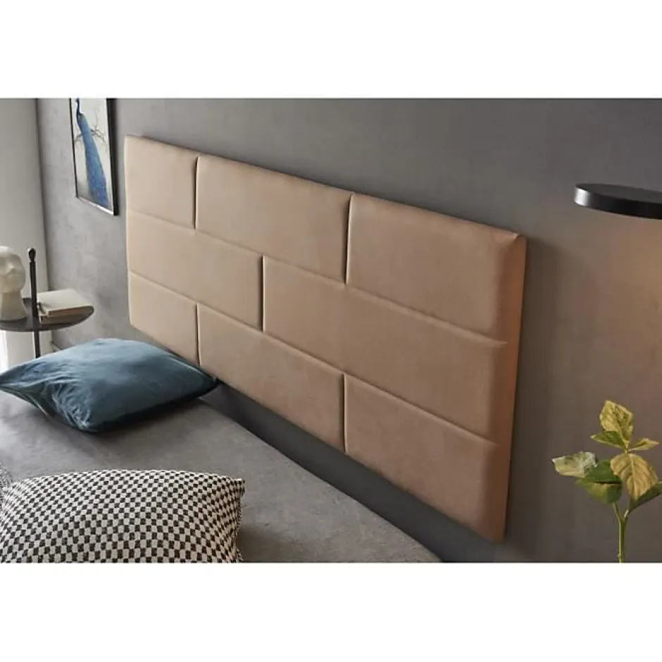 Eccox Tête de lit 80 Mur de Briques Tissu Anti-Tache 112x57x5cm Camel Clair. Hot