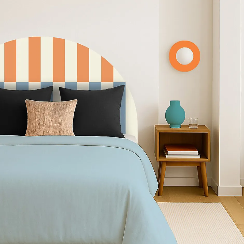 99Deco Tête de lit - Rythmo - intissé 225g/m² - pré-encollé - Orange - 110x180cm Online