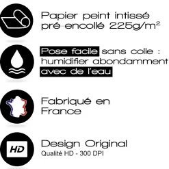 99Deco Tête de lit - Rythmo - intissé 225g/m² - pré-encollé - Rouge - 110x180cm
