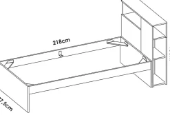 Pegane Tête de lit + structure de lit en bois coloris blanc - Longueur 218 x Profondeur 97,50 x Hauteur 95 cm