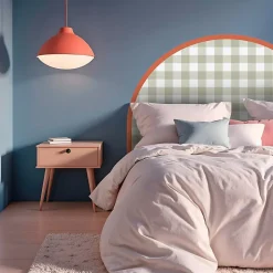99Deco Tête de lit - Vichy - intissé 225g/m² - pré-encollé - Vert - 110x140cm