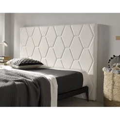 Eccox Tête de lit Agata en similicuir blanc pour lit 80 115x115x8. New