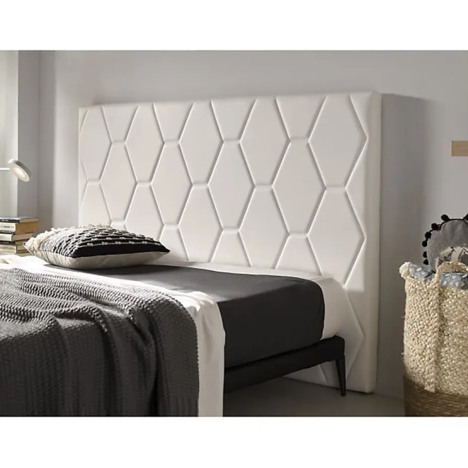 Eccox Tête de lit Agata en similicuir blanc pour lit 110 115x115x8. Discount
