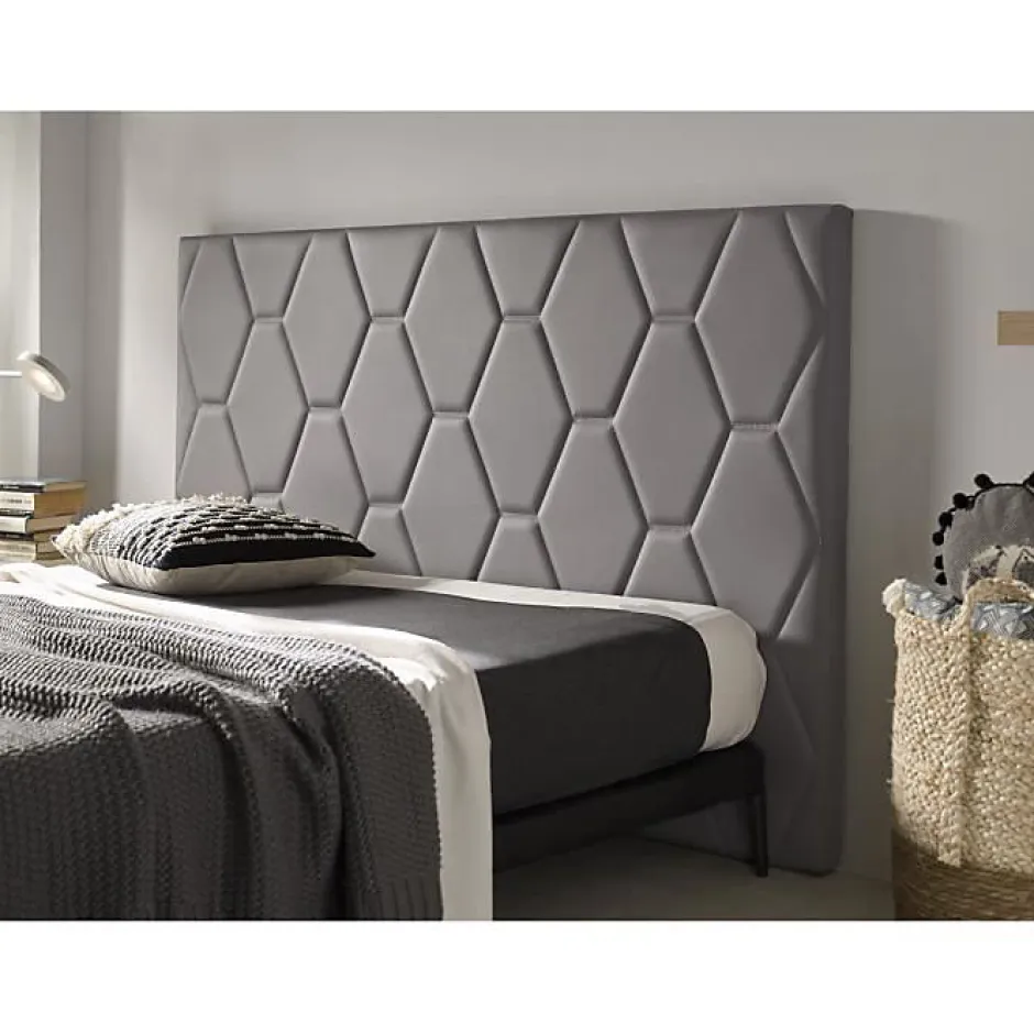 Eccox Tête de lit Agata en similicuir gris pour lit 120 154x115x8. Discount